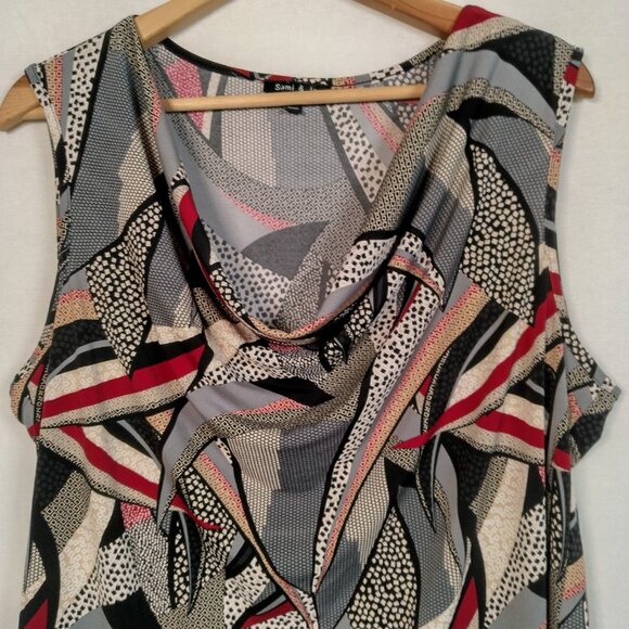 Vintage Y2K Sami & Jo Shirt XL Sleeveless Cowl Neck Abstract Geometric Artsy - Picture 3 of 13
